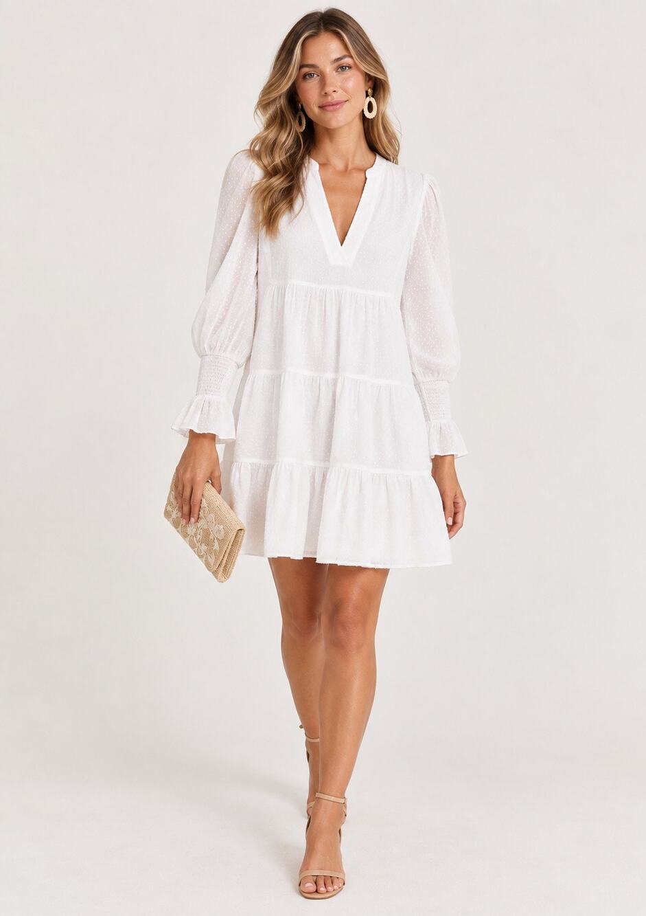 Tuckernuck Pomander Place Kenzo White Swiss Dot Tiered Mini Dress Pockets Small